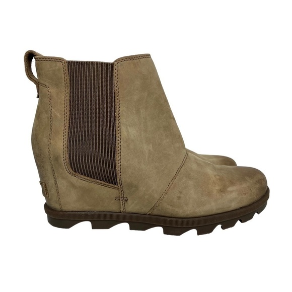Sorel Joan of Arctic Wedge II Chelsea Boot Waterproof Suede Tan Size 11 - Picture 1 of 10
